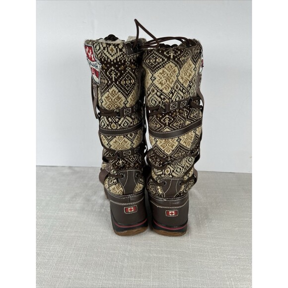 Pajar 63 Canada Weathergear Fair Isle Shearling Lined Lace Up Grip Boots 7-7.5 - Picture 6 of 16